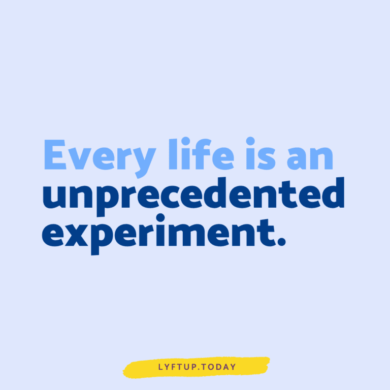 Every life is an unprecedented experiment