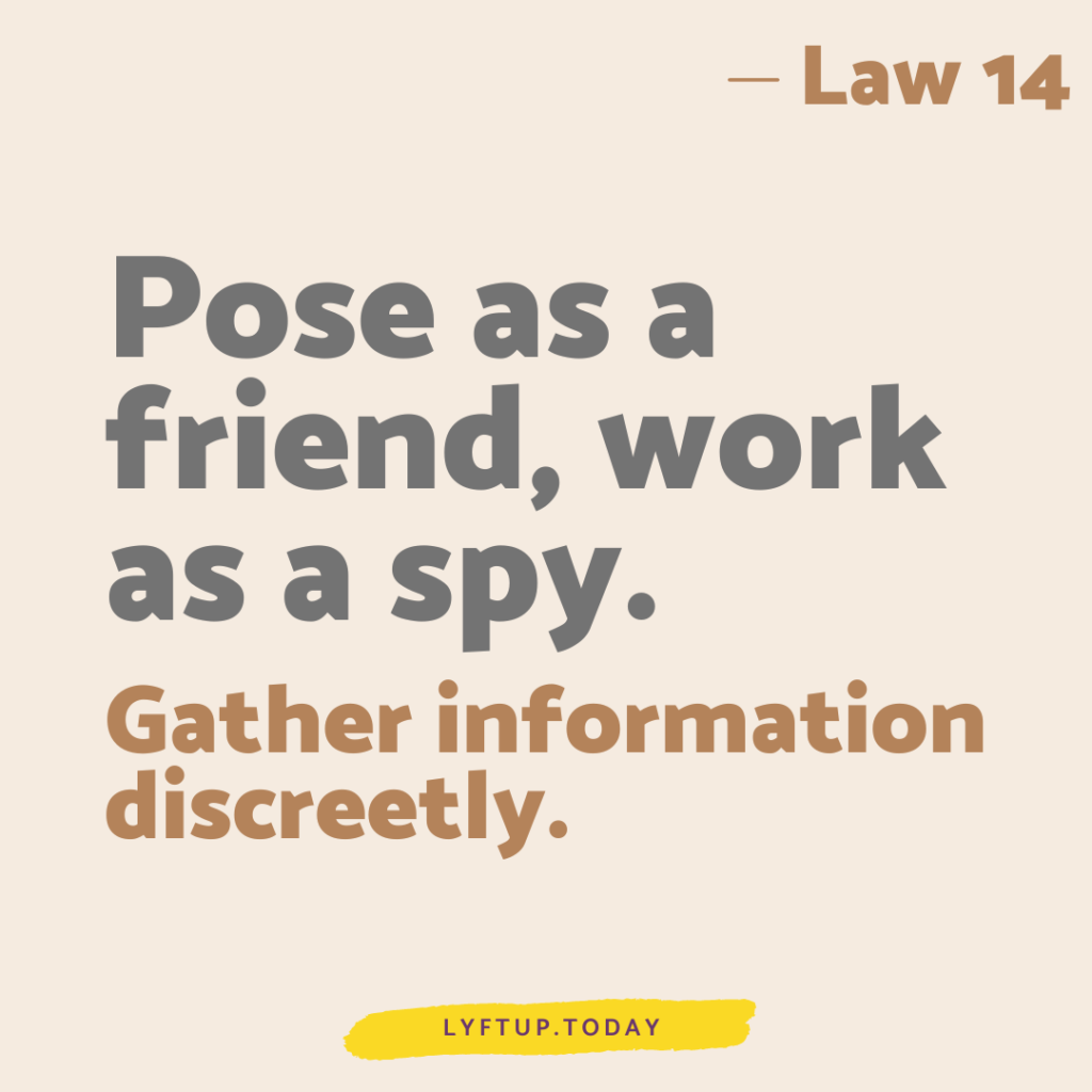 lyftup - Laws of Power - Law 14 Pose as a friend work as a spy gather information discreetly