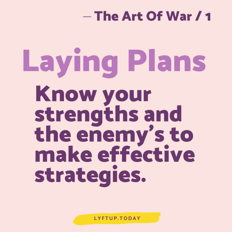 lyftup - the art of war 1 - Planning - Know your strengths and the enemys to make effective strategies