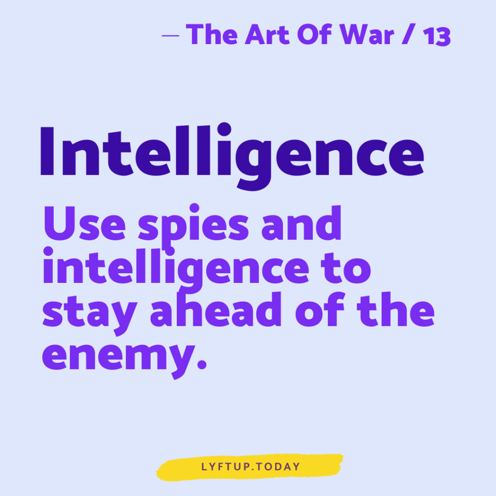 lyftup - the art of war 13 - Intelligence - Use spies and intelligence to stay ahead of the enemy