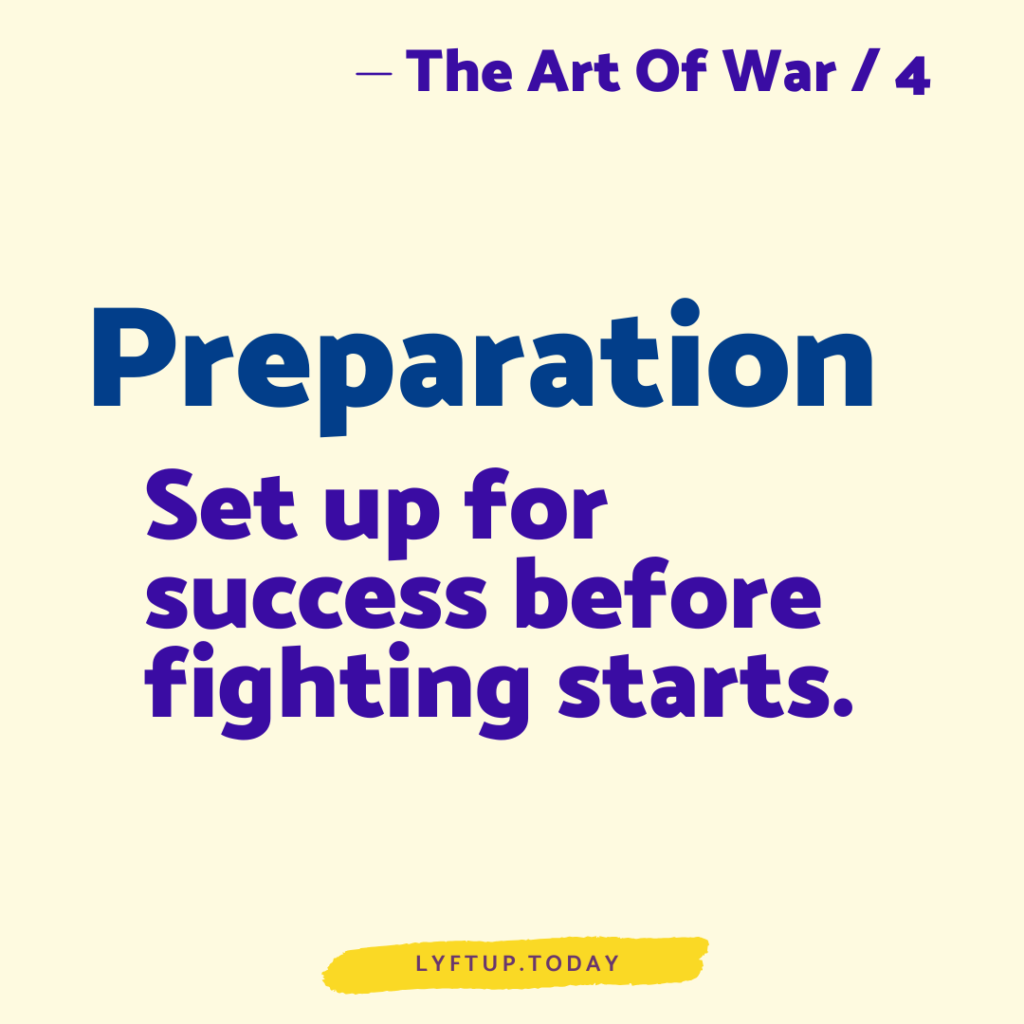 lyftup - the art of war 4 - Preparation - Set up for success before fighting starts